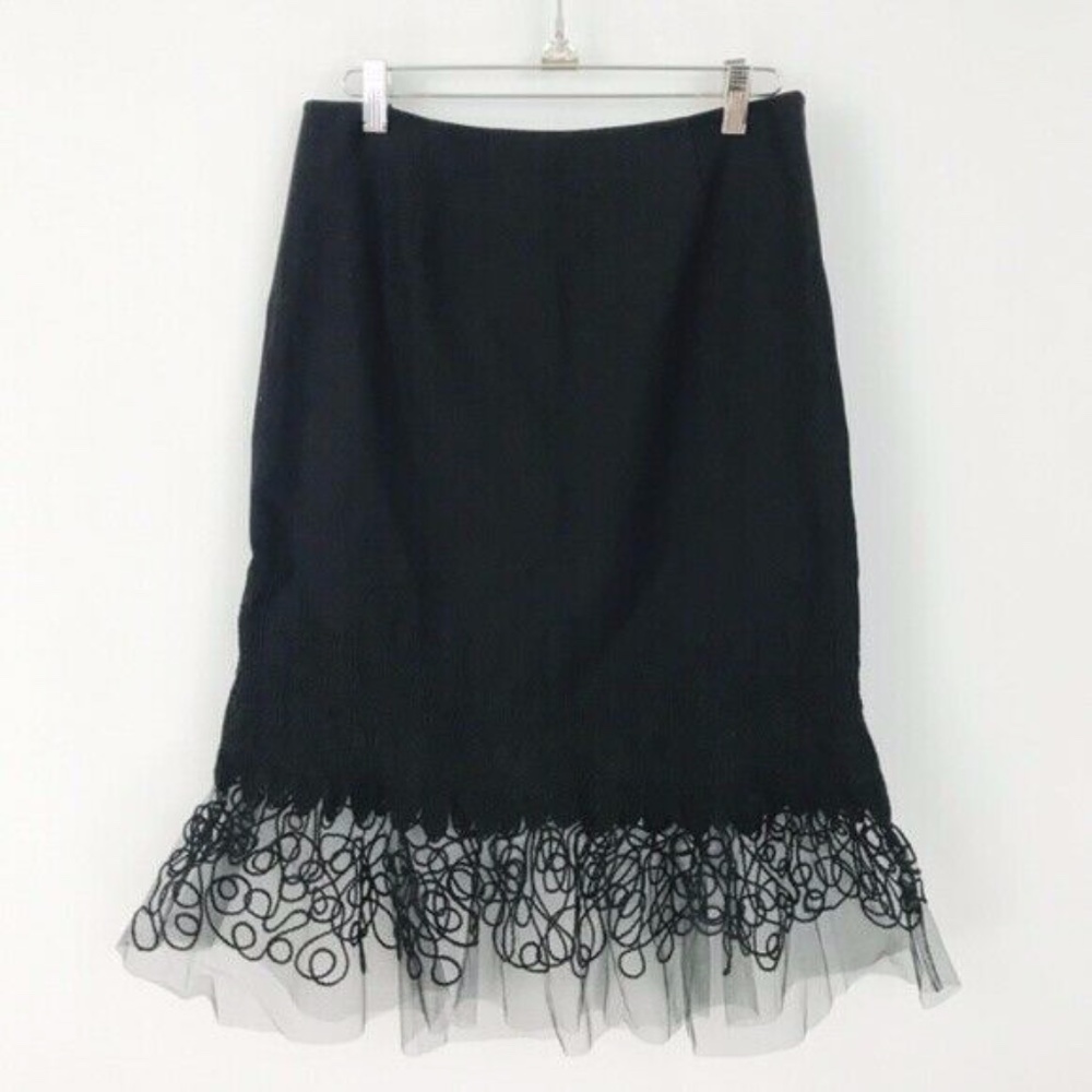 Spanner Art to Wear Black Mesh Witchy Pencil Skirt